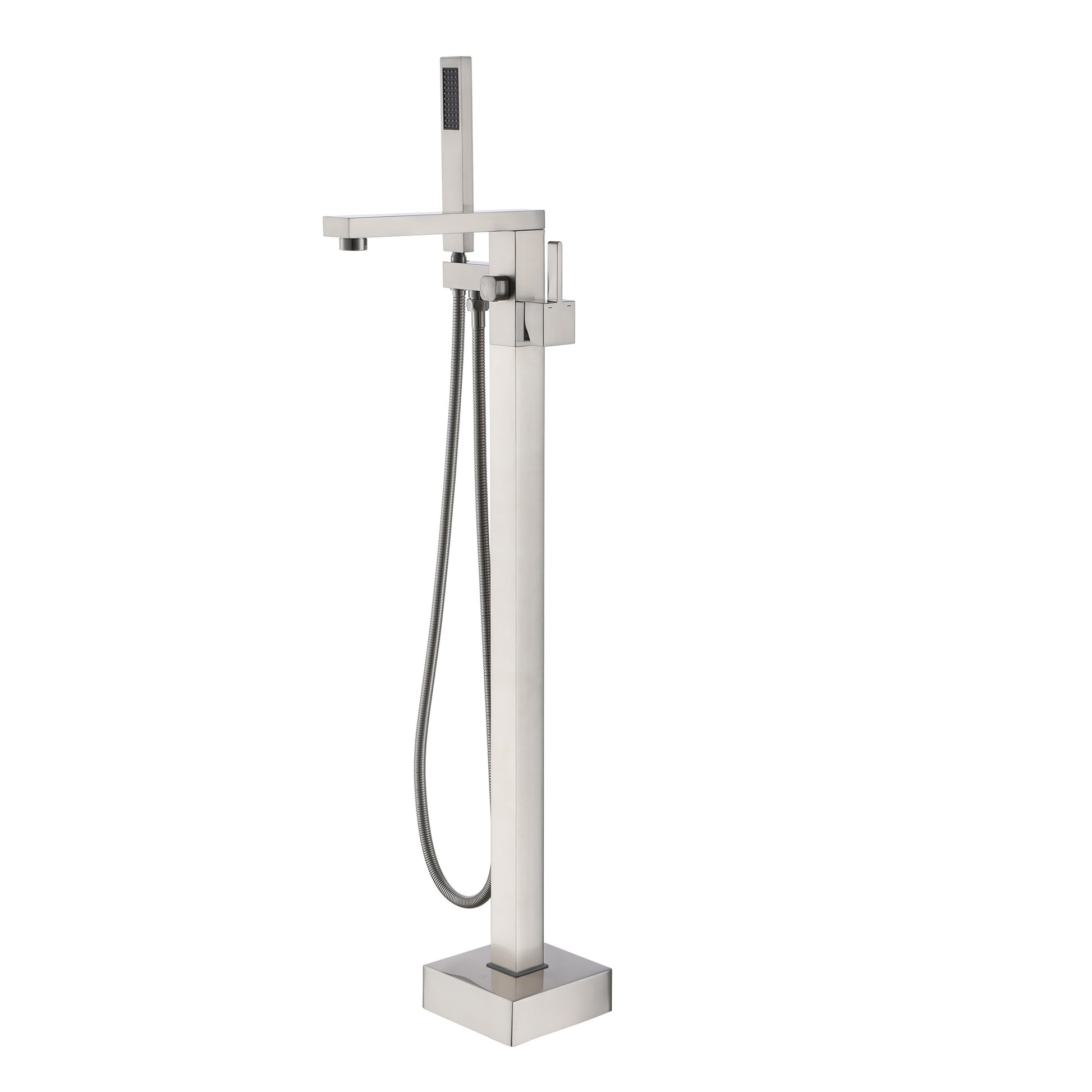 Mondawe Brushed Nickel 1-handle Freestanding High-arc Bathtub Faucet with Hand Shower ( Valve Included )