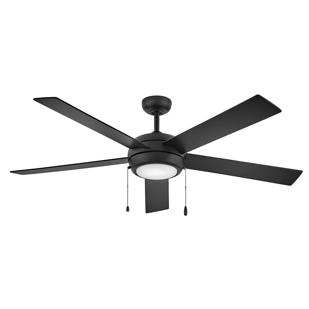 Hinkley Croft 60-in Matte Black with Matte Black, Walnut Blades Integrated LED Indoor Smart Ceiling Fan with Light (5-Blade) 904060FMB-LIA