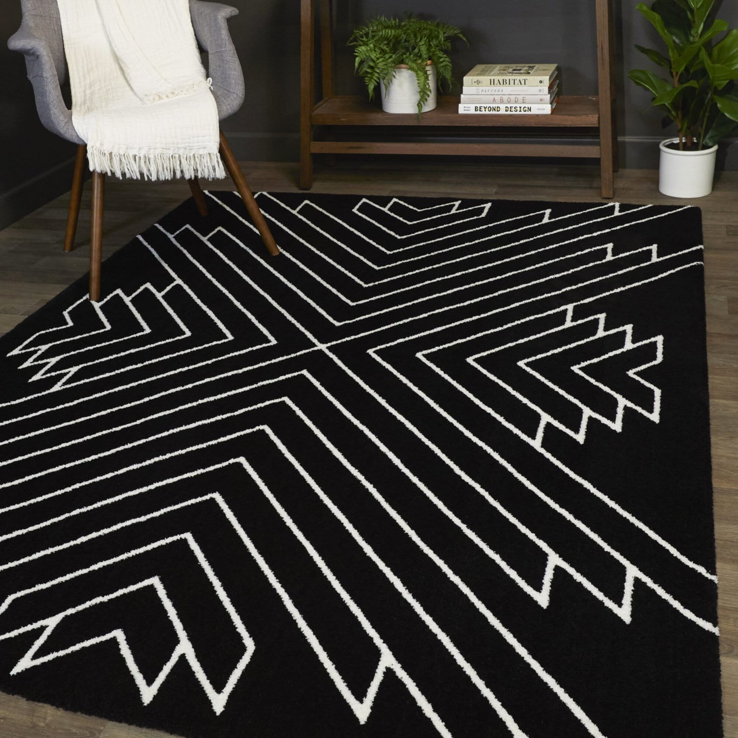 Balta Henri 8 x 10 (ft) Loomed Black Rectangular Indoor Geometric Mid-Century Modern Area rug