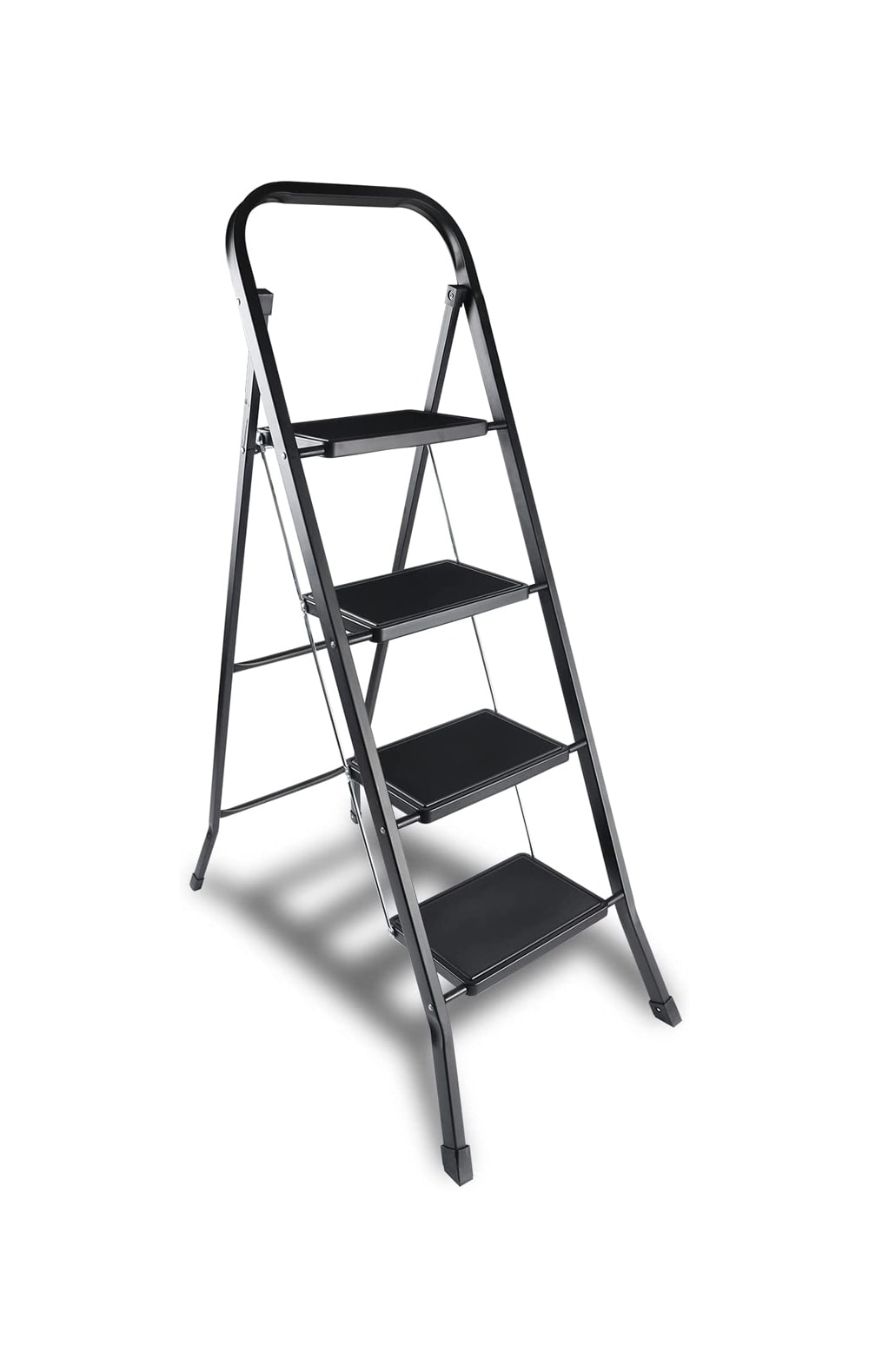 Kahomvis 4-Step Folding Step Stool Ladder 4.27-ft Steel Load Capacity Step Ladder DHS-QPW1-7991