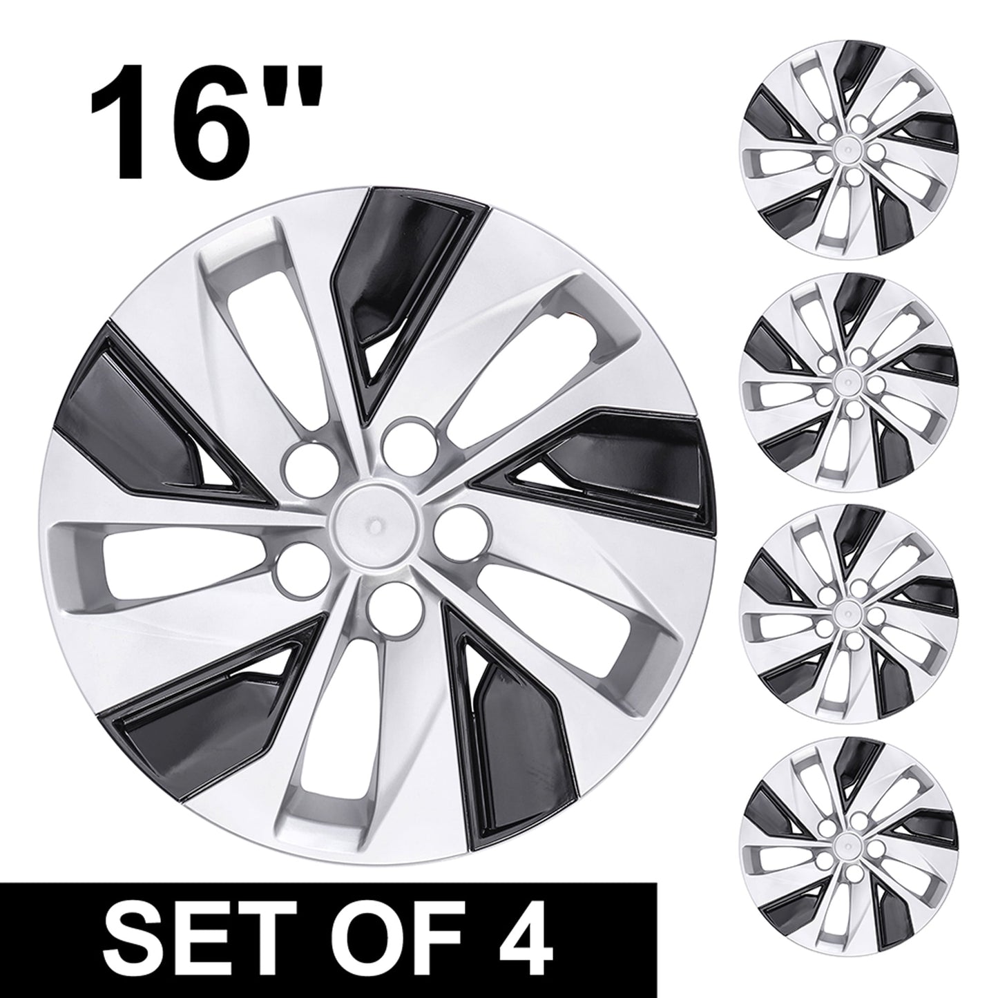 4pcs 16" Hubcap Rim Wheel Cover for 2019 - 2021 Nissan ALTIMA Silver Black