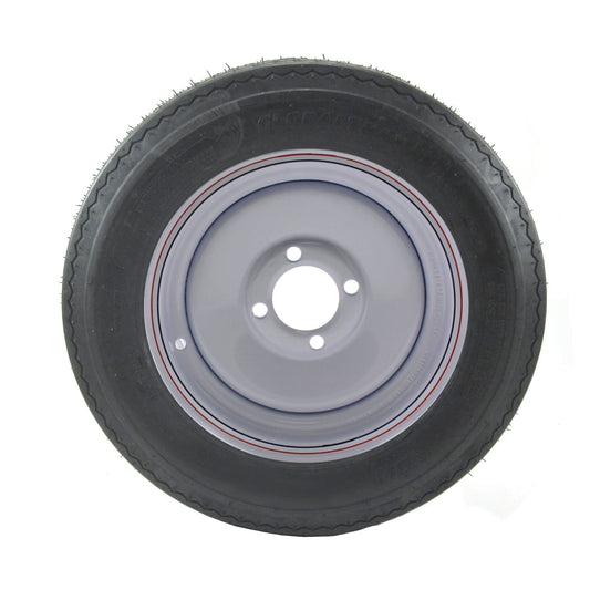 5.30X12 GlobalTrax Trailer Tire LRC on 4 Bolt White Solid Wheel