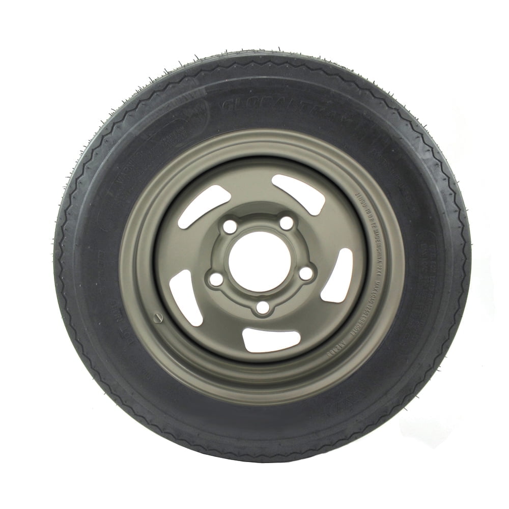 5.30X12 GlobalTrax Trailer Tire LRC on 5 Bolt Silver Blade Wheel
