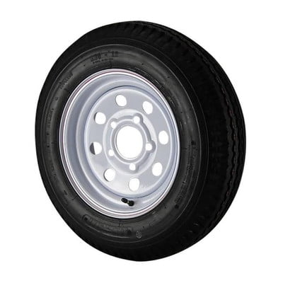 5.30X12 Kenda Loadstar Trailer Tire LRC on 5 Bolt White Mod Wheel