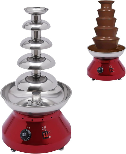 5 Tier Chocolate Fountain Machine, 230W Electric Chocolate Fondue Fountain, Stainless Steel Chocolate Melting Heating Machine for Chocolate Cheese Liqueur Queso for Party Wedding