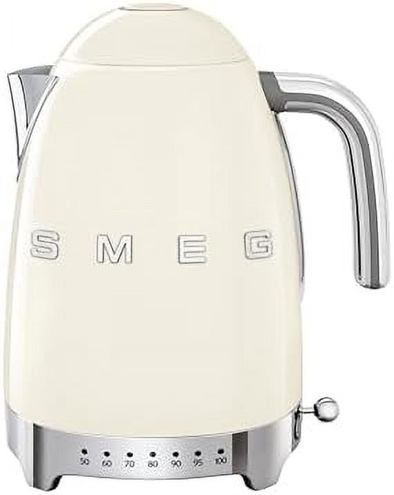 50's Retro 7 Cup Stainless Steel Variable Temperature Electric Kettle with 7 Temperature Settings, Led Display, Swivel Base and Keep Warm Function Cream KLF04CRUS