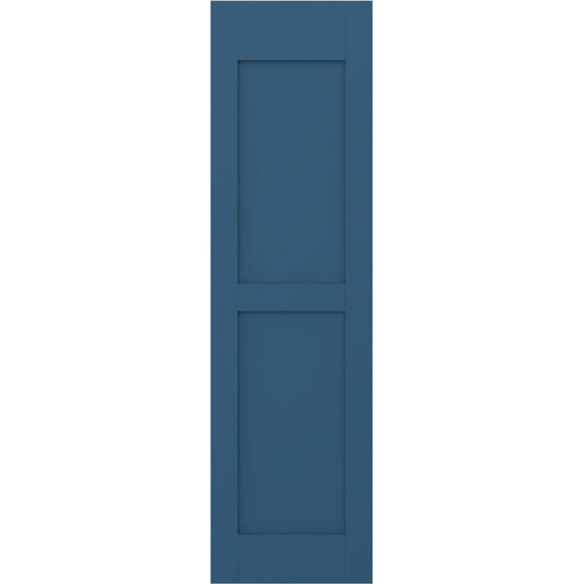 Ekena Millwork 18-in W x 44-in H Sojourn Blue Paintable/Stainable Flat panel Wood Exterior Shutters ( 2 -Pack )