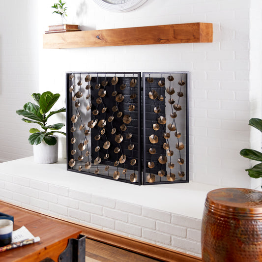 Grayson Lane 56-in Iron 3-Panel Flat Fireplace Screen 46269