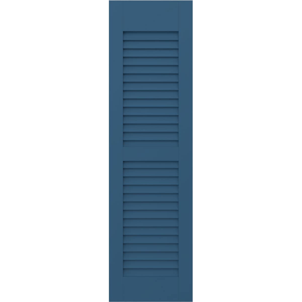 Ekena Millwork 15-in W x 63-in H Sojourn Blue Paintable/Stainable Louvered Wood Exterior Shutters ( 2 -Pack )