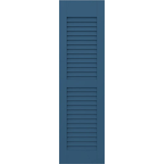 Ekena Millwork 15-in W x 63-in H Sojourn Blue Paintable/Stainable Louvered Wood Exterior Shutters ( 2 -Pack )