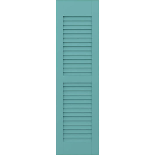Ekena Millwork 12-in W x 68-in H Pure Turquoise Paintable/Stainable Louvered Wood Exterior Shutters ( 2 -Pack )