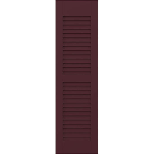 Ekena Millwork 18-in W x 76-in H Wine Red Paintable/Stainable Louvered Wood Exterior Shutters ( 2 -Pack )