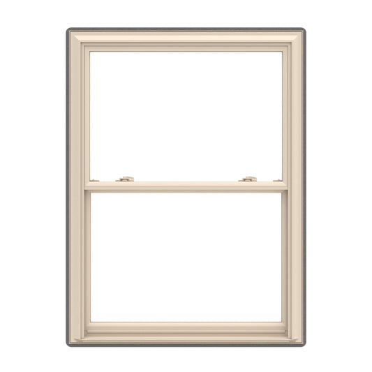 Pella 150 Series Almond Almond Vinyl Replacement Double Hung Window Low-E argon Double Pane Glass (Full Screen Included)