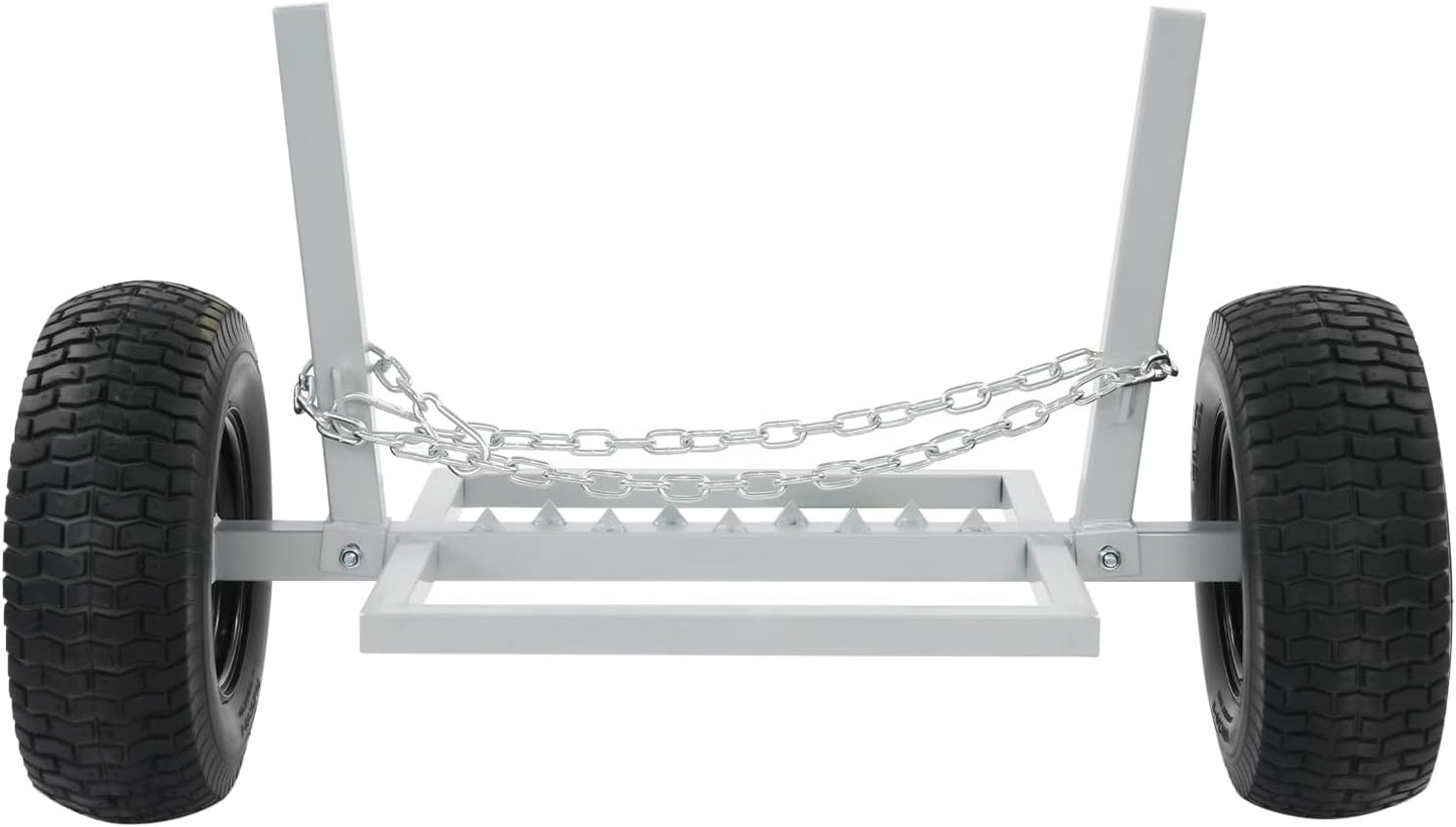KUMOYOU Heavy Duty Log Holder, Log Dolly with Chain, 1500 lbs Capacity - 24-Inch Log Skidder for Transporting Wood, Sand, Gravel, Fertilizers on Farms (Silver)