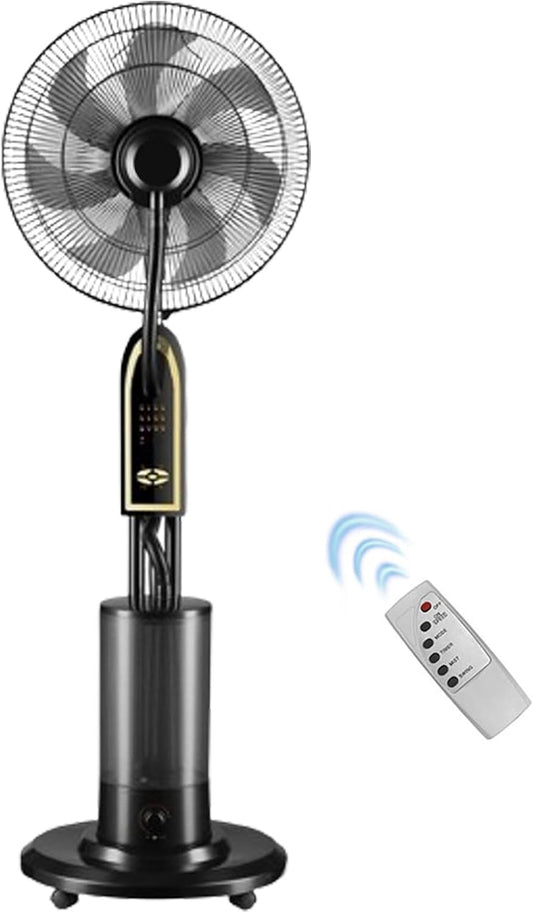 16 In Misting Fan With Remote Control - 90 Degree Oscillation Mister Fan - 3 Cooling Speeds Floor Fan - Easy To Install - Tower Fan With 4L Capacity Tank - For Office Outdoor Camping Bedroom(7-blade)