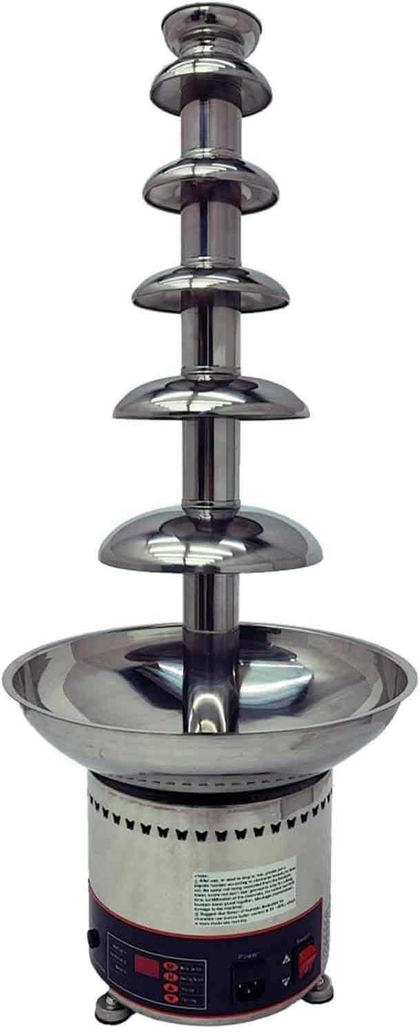 110V 6 Tiers Chocolate Waterfall Fountain, Stainless Steel Electric Heating Chocolate Fountain Machine, Digital Display, 10~12H Continuous Working Ability, for Weddings, Parties