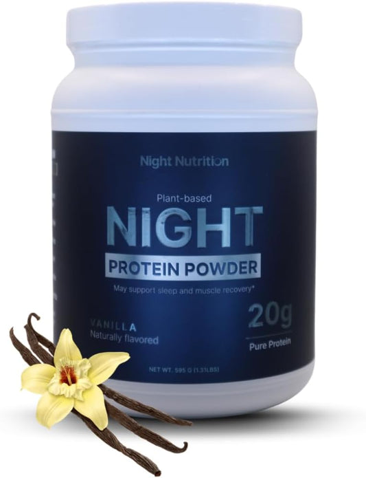 Night Time Protein Powder, Vanilla Flavored, Zero Sugar, Low Calorie, Artificial Free, Promotes Sleep Quality & Muscle Recovery