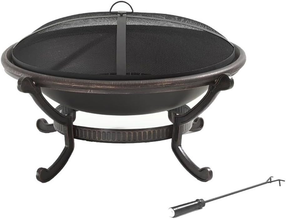 Bowery Hill Steel Metal Oversized Bowl Firepit in Black/Copper