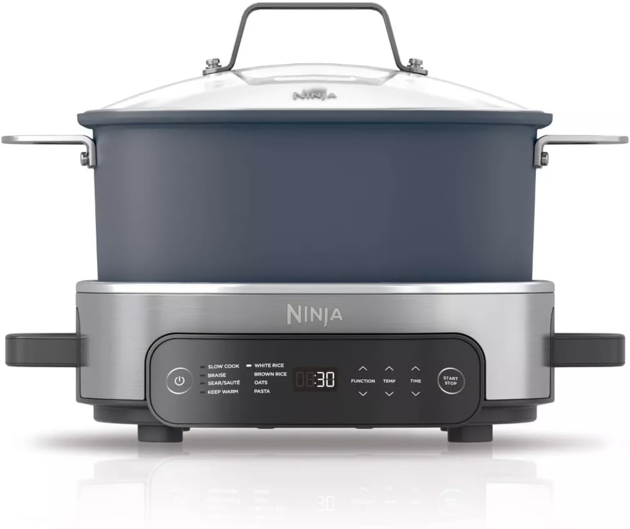 Ninja Foodi PossibleCooker PRO 6.5Qt Multicooker 8 in 1 Slow Cooker, Dutch Oven, Steam Bake Roast Sear Saute Bread Maker Warmer, Glass Lid, Integrated Spoon, Nonstick (Midnight Blue)