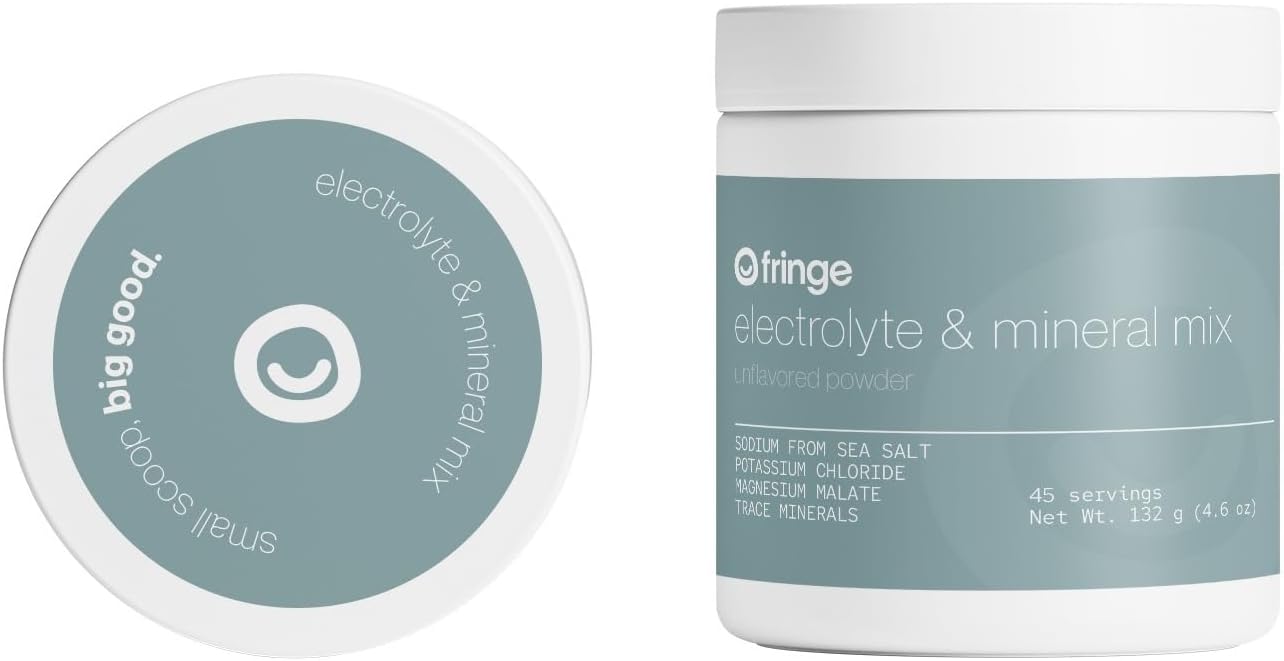 Fringe Electrolyte and Mineral Mix, Pure Ocean Sea Salt for Rehydration, Potassium Chloride, Magnesium Malate for Muscle Tension, Trace Minerals for Essentials, Unflavored, 30 Servings