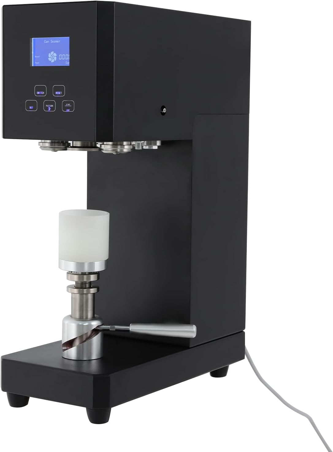 370W Commercial Can Sealing Machine, Electric Cup Sealer Machine with Counter & LCD Display, 2.2’’ Dia. & 4.6’’-6.7’’ Height Tin Can Seaming Closing Capping Machine for Soda, Tin Cans(Black)