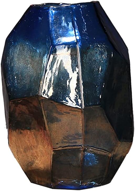 Vase Modern Geometric Glass Vase Colorful Flower Arrangement Flower Appliances Home Decoration for Living Room Hotel Office Exhibition Flower Vase (Size : Grey) ()