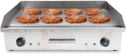 Commercial Electric Hot Iron Grill, 110V 4400W Large Stainless Steel Tabletop Grill Heating Plate, Temperature Range 50-300℃, Constant Temperature Double Control, Uniform Heat