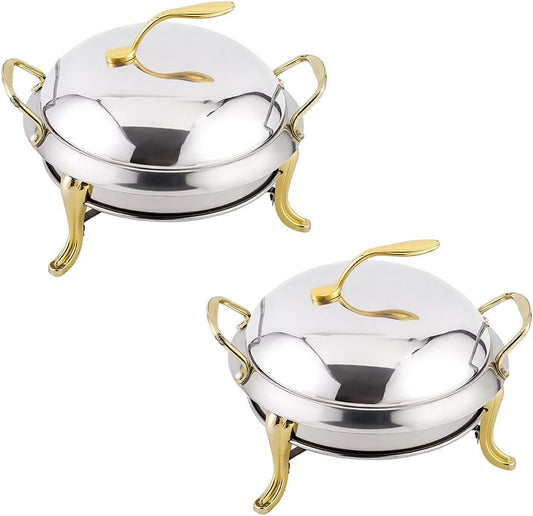 Hot Pot Buffet Round Set, Buffet Heater Set with pan, Stove, Visible lid and Oil Rack for Wedding