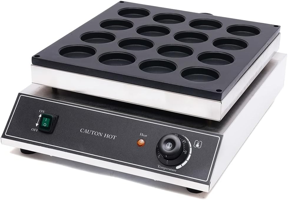 Red Bean Cake Machine, 110V Electric Nonstick Obanyaki Grill, Adjustable 50-300℃,16 Pcs Commercial Heating Red Bean Cake Maker Bread Cake Machine for Bakery,Dessert Shop,Restaurant