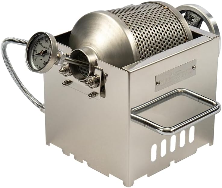 KALDI Coffee Roaster Mini Size (200~250g) Home Coffee Roaster Including Thermometer -Gas Burner Required (Manual with Sampler & Hopper)