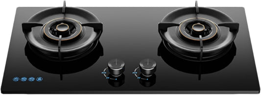 Double Burner Stove with Energy-gathering Stove Rack Burner,Tempered Glass Outdoor Portable Camping Stove,LPG or NG Can be Used 5.2kw High Power(LPG)