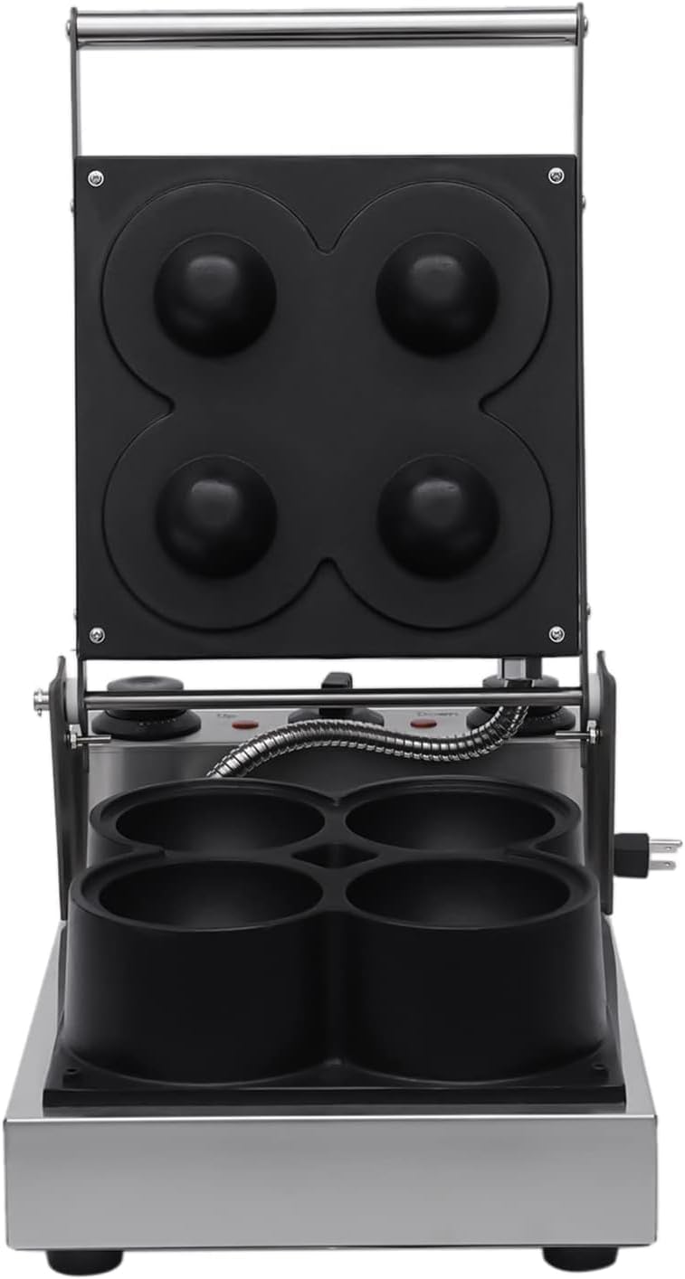 1800W Commercial Waffle Bowl Maker Machine 4 Pcs Nonstick Pizza Bowl Machine Bowl Shape Ice Cream Shell Waffle Iron Baker 110V Household