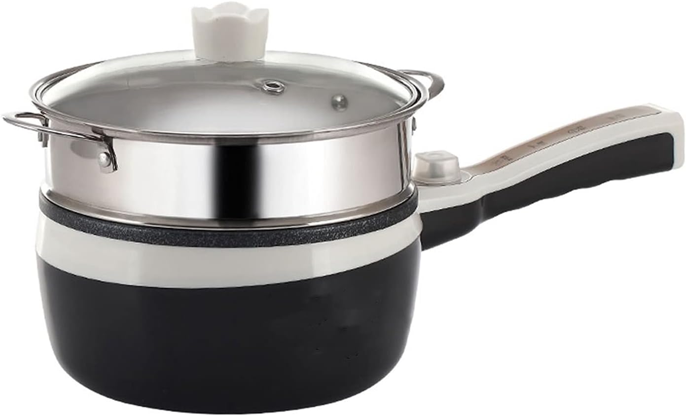 HHWKSJ Electric Hot Pot with Adjustable Power Control, 1.9L Removable Nonstick Electric Frying Pan, Multifunction Electric Skillet with Tempered Glass Lid for Shabu Shabu, Noodles