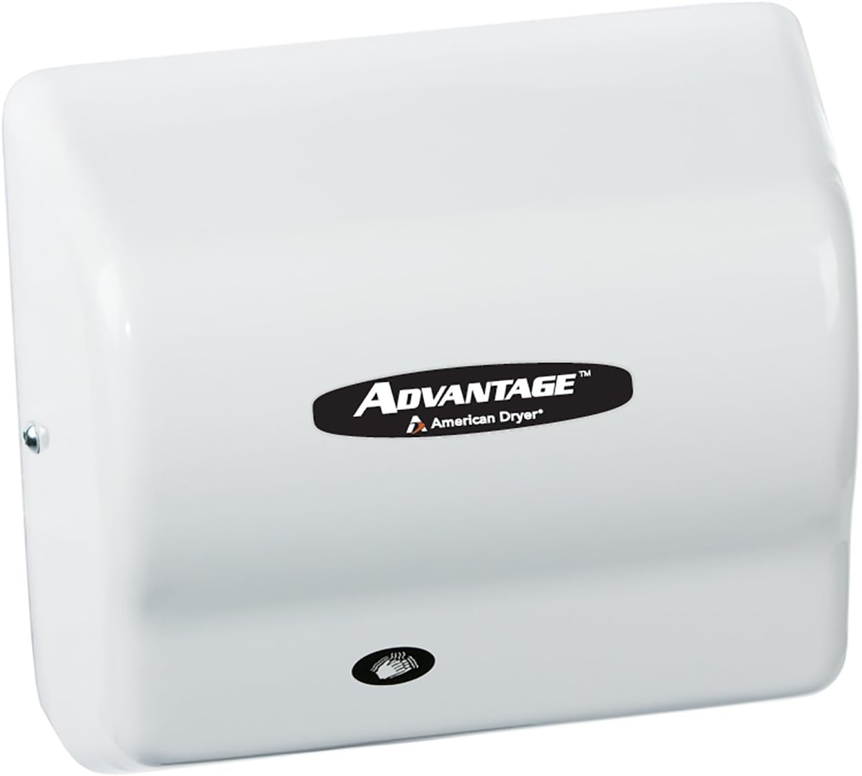 American Dryer AD90 Advantage ABS Standard Automatic Hand Dryer, 1/8 HP Motor, 100-240V, 5-5/8" Length x 10-1/8" Width x 9-3/8" Height, White