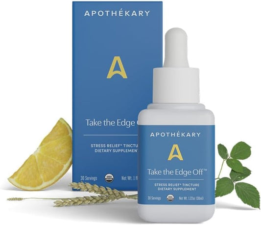 Apothékary Take The Edge Off, Helps Ease Stress & Tension, Alcohol-Free White Wine-Inspired Herbal Liquid Drops, Made with Passionflower Flower, Skullcap & Oatstraw Leaf, 1 oz, 30 Servings