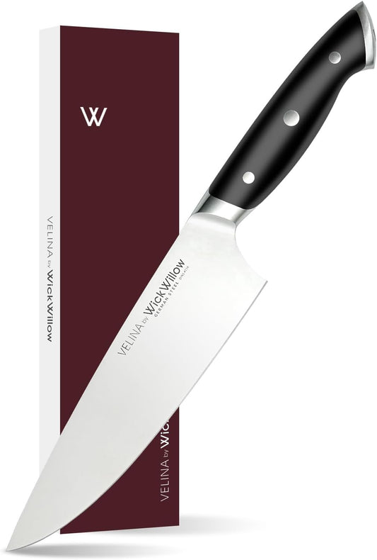 8” Chef Knife – Razor Sharp German Steel DIN1.4116 – All-Purpose Kitchen Knife for Slicing, Dicing & Chopping – Full Tang & Ergonomic Handle – Home Essential Kitchen Knife – Gift Box – Velina series