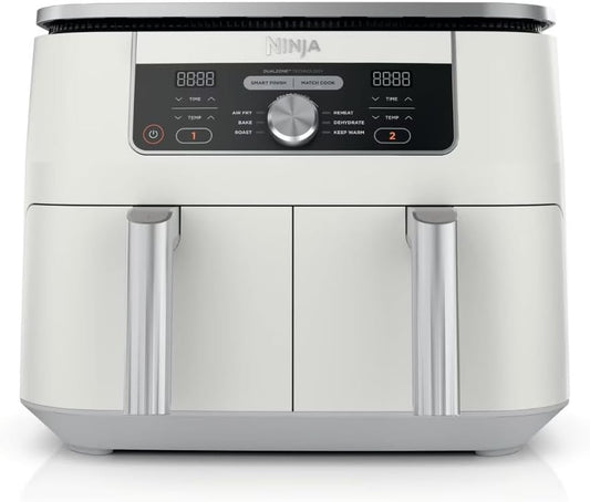 New Ninja Foodi 6-in-1, 8-Quarts, 2-Baskets Air Fryer with DualZone Technology 2025, Smart Finish, Perfect for Holiday & Family Meals, Color White