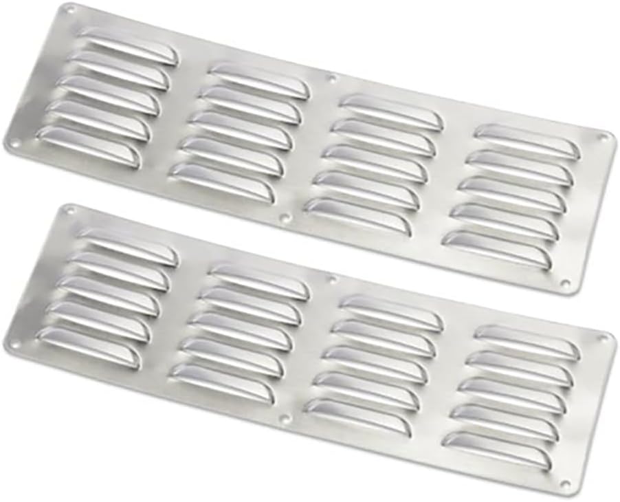 HPC Fire Louvered Stainless Steel Enclosure Vents (EV-14X4-5SS-2), 14x4-Inch, Set of 2