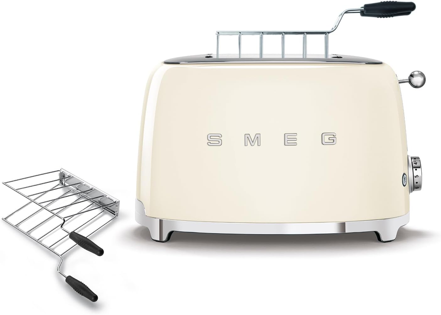SMEG 2 Slice Toaster and Sandwich Rack Combo, Cream