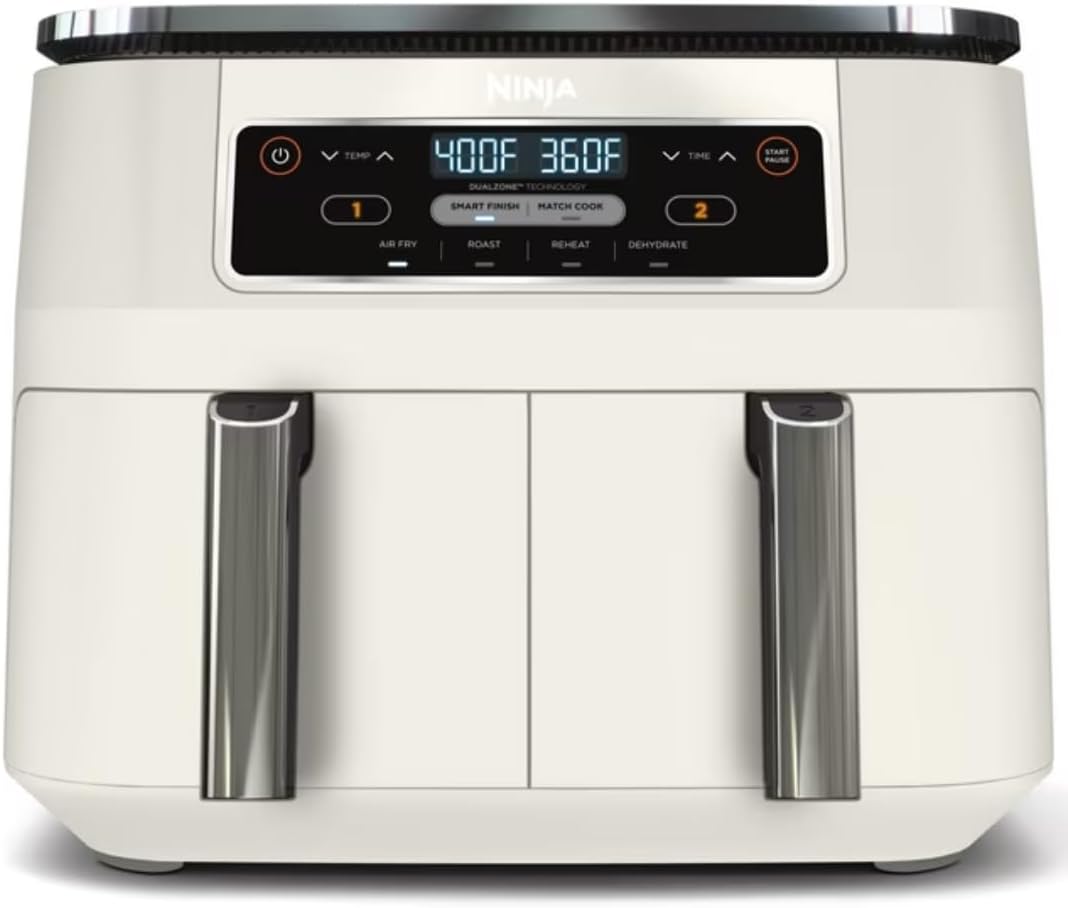 Ninja Foodi DualZone Air Fryer 8 Quart, 6-in-1 with 2 Independent Baskets – Air Fry, Roast, Bake, Dehydrate, Reheat & Air Broil | Match Cook & Smart Finish