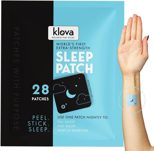 Klova Extra Strength Sleep Patches for Adults for Longer-Lasting Rest & Clear Morning Energy, with 6mg Melatonin and Natural Ingredients Like Valerian, Passion Flower, L-Theanine & More
