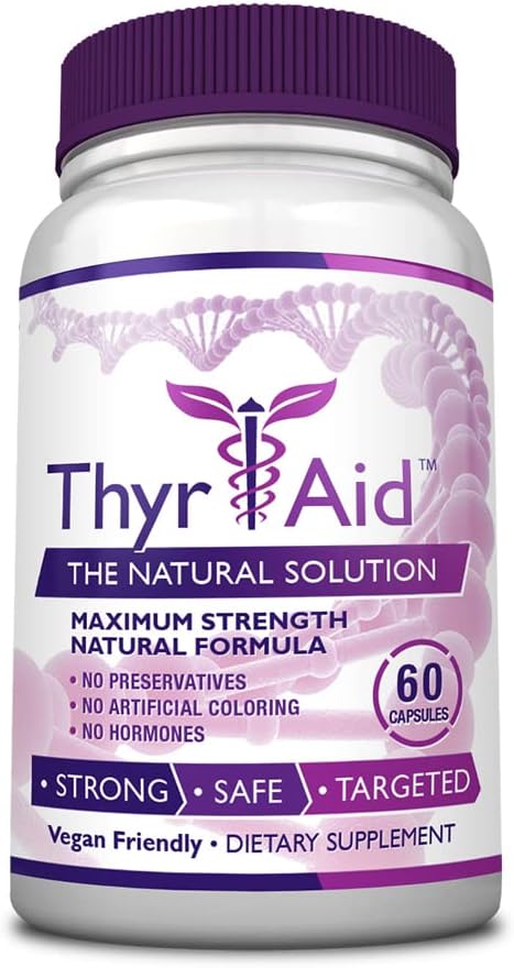 ThyrAid - Thyroid Supplement - Iodine, Kelp, Ashwagandha - Vegan - 60 Capsules (1 Month Supply)