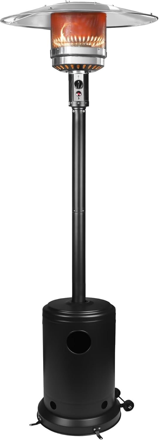 Ignovate 48,000 BTU Max Outdoor Propane Patio Heater with Wheels \u2013 Durable Powder-Coated Steel Gas Heater with Easy Ignition & Safety Shut-Off for Patio, Backyard, Garden, Restaurant (w\/o waterbox)