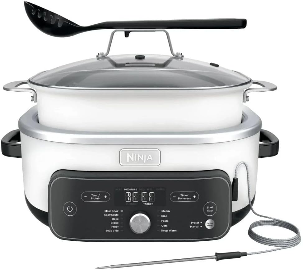 Ninja Foodi PossibleCooker PRO 8.5Qt 8-in 1 Multicooker Replaces 14 Appliances Cooks 30% Faster Slow Cooker Steam Oven Food Warmer Nonstick Pot Sauté Pan Dutch Oven (White)