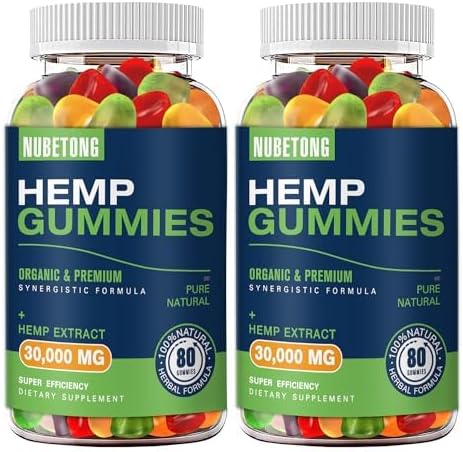 Hemp Gummies for Sleep, Pain,Anxiety Organic High Potency Extra Strength Hemp Oil Extract Edible Gummy Supplement for Adult Gummy 2 Packs