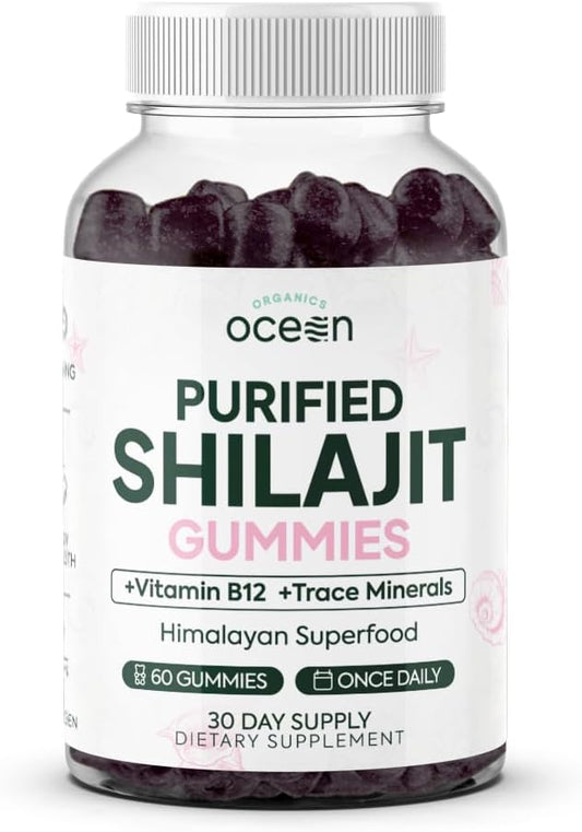 Shilajit for Men and Women - Natural Supplement with Vitamin B12, Chromium and Selenium for Age-Defying, Energy, Hormone Support and More - 60 Shilajit Gummies