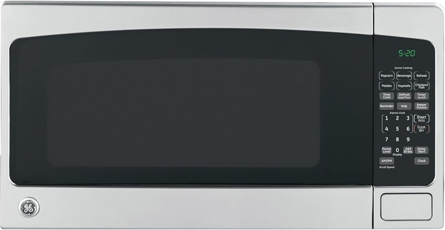 GE GCST07N1WSS Microwave Oven, 700-watt 6 Auto Cooking Settings, Child-Lock Technology, Kitchen Essentials for The Countertop, Dorm Room or Apartment, 0.7 Cu. Ft, Stainless Steel