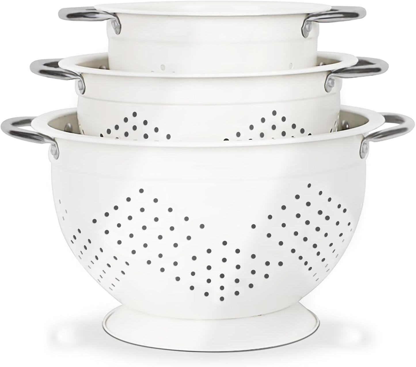 Hillbond Colander Set for Kitchen, 1.5, 3, 5 Qt Stainless Steel Handle Food Strainers and Colanders for Pasta, Vegetables, and Fruits, Coated Metal Kitchen Essential Colanders