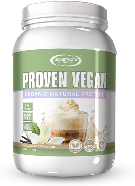 Gaspari Nutrition Proven Vegan Protein, Organic Natural Protein, Gluten Free, Soy Free, NON GMO (2lbs, Vanilla Chai Latte)