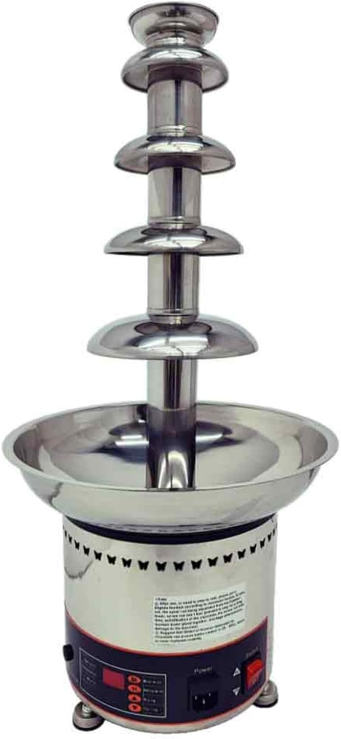 110V 5 Tiers Chocolate Waterfall Fountain, Stainless Steel Electric Heating Chocolate Fountain Machine, Digital Display, 10~12H Continuous Working Ability, for Weddings, Parties